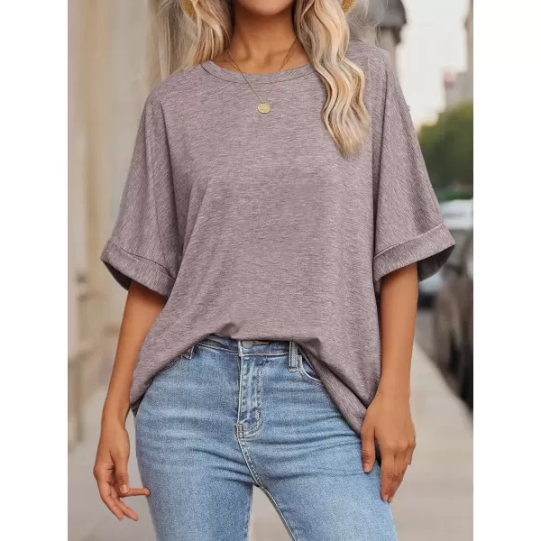 imageATHMILE Womens Oversized T Shirts Loose Fit Crewneck Short Sleeve Summer Casual Blouse 2024 Y2K Tee TopsGray Purple