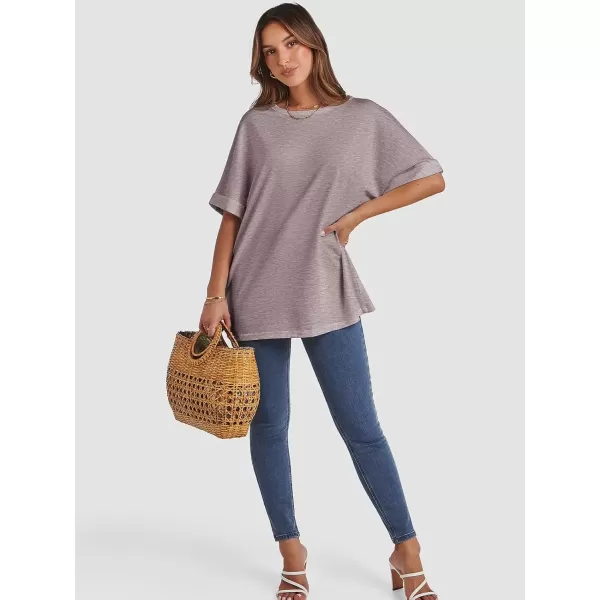 imageATHMILE Womens Oversized T Shirts Loose Fit Crewneck Short Sleeve Summer Casual Blouse 2024 Y2K Tee TopsGray Purple