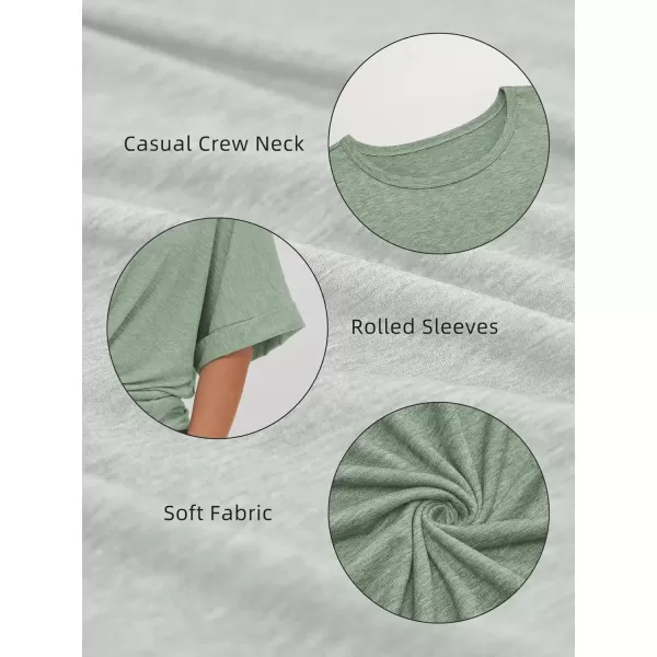 imageATHMILE Womens Oversized T Shirts Loose Fit Crewneck Short Sleeve Summer Casual Blouse 2024 Y2K Tee TopsGray Green