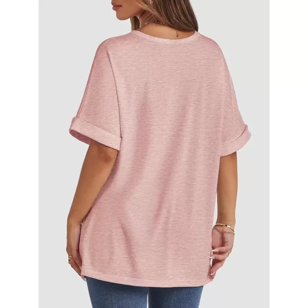 imageATHMILE Womens Oversized T Shirts Loose Fit Crewneck Short Sleeve Summer Casual Blouse 2024 Y2K Tee TopsLight Pink