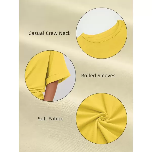 imageATHMILE Womens Oversized T Shirts Loose Fit Crewneck Short Sleeve Summer Casual Blouse 2024 Y2K Tee TopsLemon Yellow