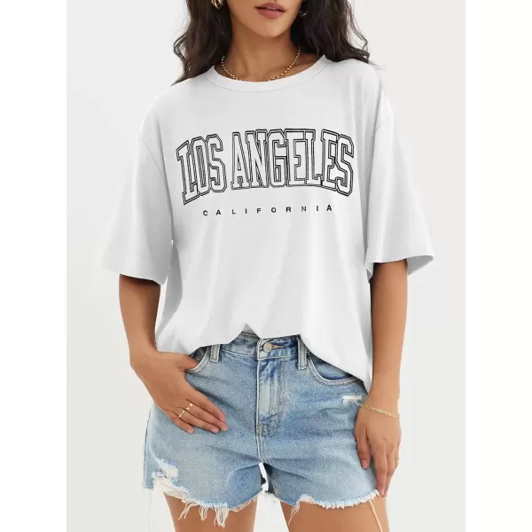 imageATHMILE Womens Oversized T Shirts Loose Fit Crewneck Short Sleeve Tops Summer Casual Blouse Y2K 2024 Basic TeeWhitep