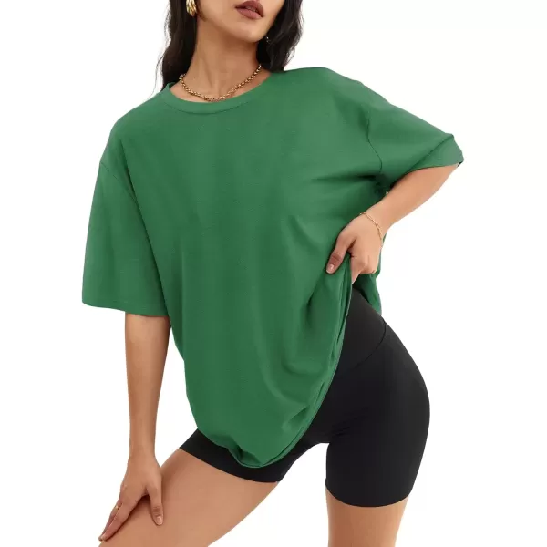 imageATHMILE Womens Oversized T Shirts Loose Fit Crewneck Short Sleeve Tops Summer Casual Blouse Y2K 2024 Basic TeeForest