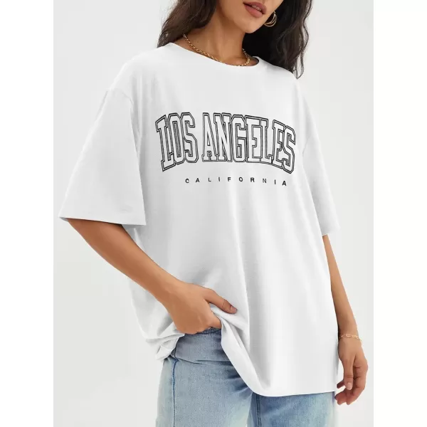 imageATHMILE Womens Oversized T Shirts Loose Fit Crewneck Short Sleeve Tops Summer Casual Blouse Y2K 2024 Basic TeeWhitep