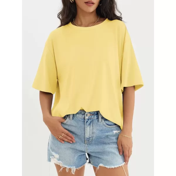 imageATHMILE Womens Oversized T Shirts Loose Fit Crewneck Short Sleeve Tops Summer Casual Blouse Y2K 2024 Basic TeeLemon