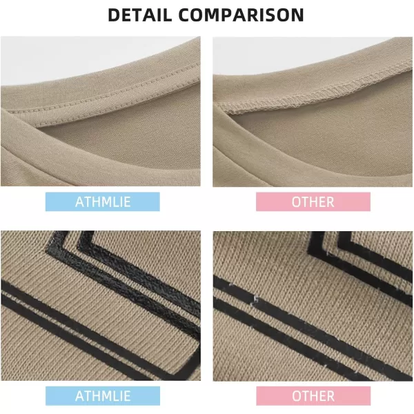 imageATHMILE Womens Oversized T Shirts Loose Fit Crewneck Short Sleeve Tops Summer Casual Blouse Y2K 2024 Basic TeeKhakin