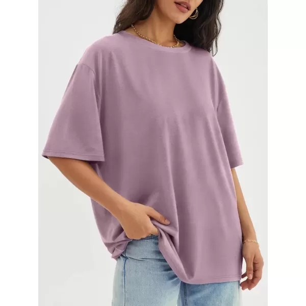 imageATHMILE Womens Oversized T Shirts Loose Fit Crewneck Short Sleeve Tops Summer Casual Blouse Y2K 2024 Basic TeeDarkpink