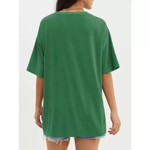 imageATHMILE Womens Oversized T Shirts Loose Fit Crewneck Short Sleeve Tops Summer Casual Blouse Y2K 2024 Basic TeeForest
