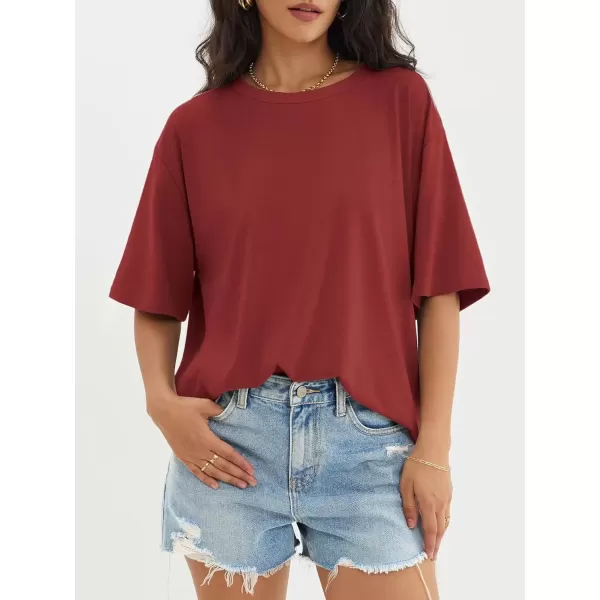 imageATHMILE Womens Oversized T Shirts Loose Fit Crewneck Short Sleeve Tops Summer Casual Blouse Y2K 2024 Basic TeeWinered
