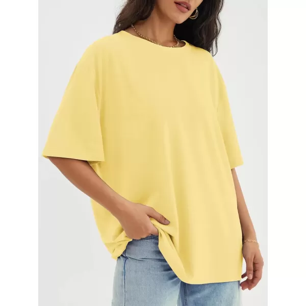 imageATHMILE Womens Oversized T Shirts Loose Fit Crewneck Short Sleeve Tops Summer Casual Blouse Y2K 2024 Basic TeeLemon