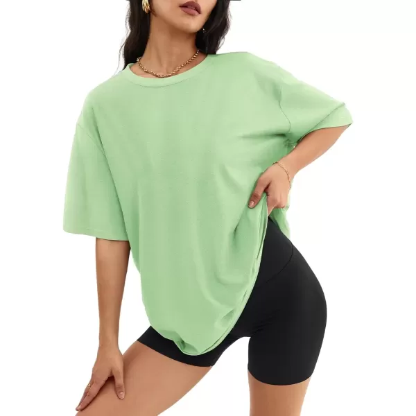 imageATHMILE Womens Oversized T Shirts Loose Fit Crewneck Short Sleeve Tops Summer Casual Blouse Y2K 2024 Basic TeeMintgreen