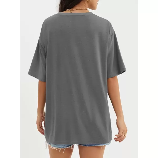 imageATHMILE Womens Oversized T Shirts Loose Fit Crewneck Short Sleeve Tops Summer Casual Blouse Y2K 2024 Basic TeeDarkgrey