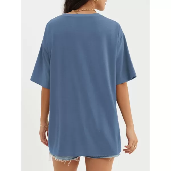 imageATHMILE Womens Oversized T Shirts Loose Fit Crewneck Short Sleeve Tops Summer Casual Blouse Y2K 2024 Basic TeeNavy