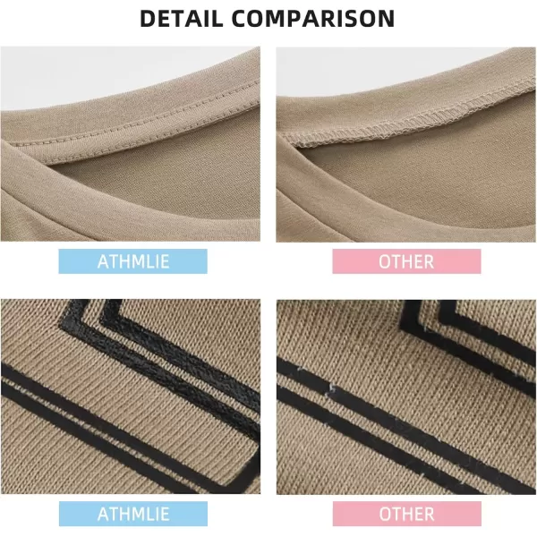 imageATHMILE Womens Oversized T Shirts Loose Fit Crewneck Short Sleeve Tops Summer Casual Blouse Y2K 2024 Basic TeeKhakip