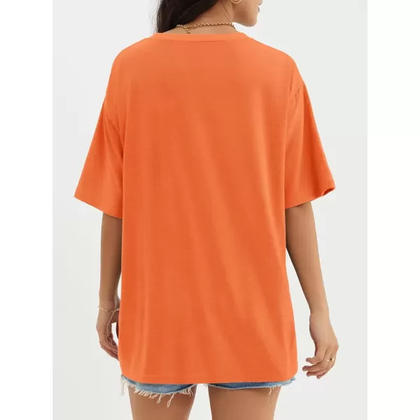 imageATHMILE Womens Oversized T Shirts Loose Fit Crewneck Short Sleeve Tops Summer Casual Blouse Y2K 2024 Basic TeeOrange