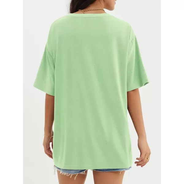 imageATHMILE Womens Oversized T Shirts Loose Fit Crewneck Short Sleeve Tops Summer Casual Blouse Y2K 2024 Basic TeeMintgreen