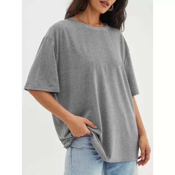 imageATHMILE Womens Oversized T Shirts Loose Fit Crewneck Short Sleeve Tops Summer Casual Blouse Y2K 2024 Basic TeeGrey