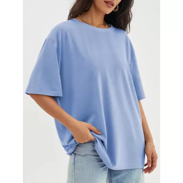 imageATHMILE Womens Oversized T Shirts Loose Fit Crewneck Short Sleeve Tops Summer Casual Blouse Y2K 2024 Basic TeeSkyblue