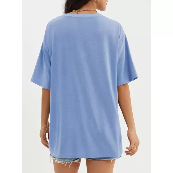 imageATHMILE Womens Oversized T Shirts Loose Fit Crewneck Short Sleeve Tops Summer Casual Blouse Y2K 2024 Basic TeeSkyblue