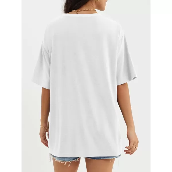 imageATHMILE Womens Oversized T Shirts Loose Fit Crewneck Short Sleeve Tops Summer Casual Blouse Y2K 2024 Basic TeeWhitep