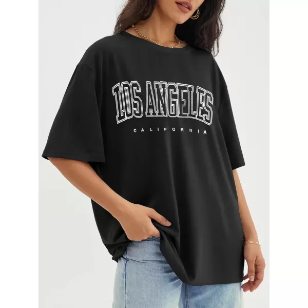 imageATHMILE Womens Oversized T Shirts Loose Fit Crewneck Short Sleeve Tops Summer Casual Blouse Y2K 2024 Basic TeeBlackp