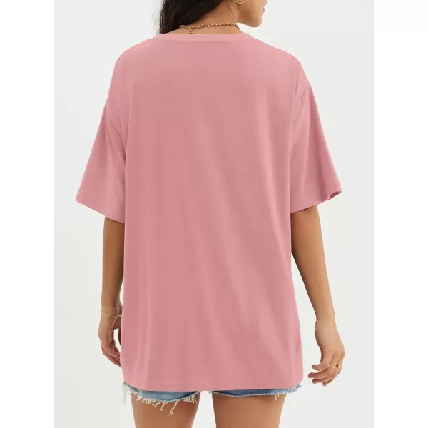 imageATHMILE Womens Oversized T Shirts Loose Fit Crewneck Short Sleeve Tops Summer Casual Blouse Y2K 2024 Basic TeeCameo Pink