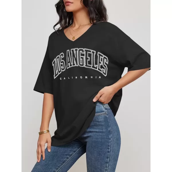 imageATHMILE Womens Oversized T Shirts V Neck Tees Half Sleeve Cozy Comfy Tunic 2024 Y2K Tops CasualBlack1