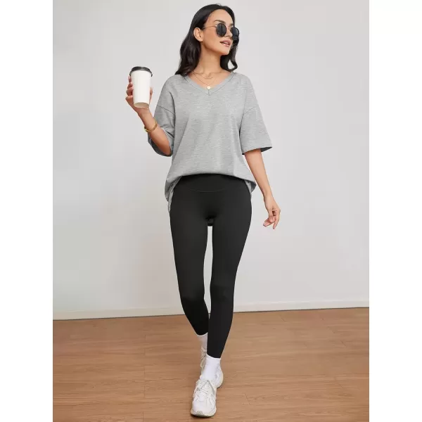 imageATHMILE Womens Oversized T Shirts V Neck Tees Half Sleeve Cozy Comfy Tunic 2024 Y2K Tops CasualGrey