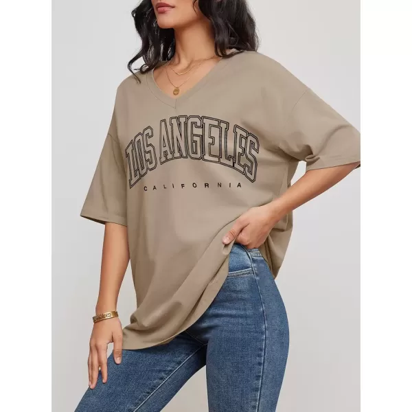 imageATHMILE Womens Oversized T Shirts V Neck Tees Half Sleeve Cozy Comfy Tunic 2024 Y2K Tops CasualKhaki1