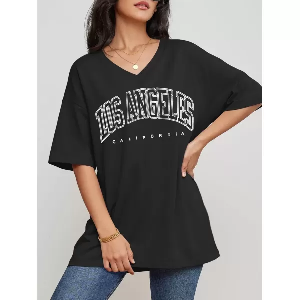 imageATHMILE Womens Oversized T Shirts V Neck Tees Half Sleeve Cozy Comfy Tunic 2024 Y2K Tops CasualBlack1