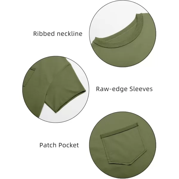 imageATHMILE Womens Oversized TShirts Short Sleeve Workout Crop Tops Casual Drop Shoulder Boxy Roll Hem Basic Loose TeesArmygreen