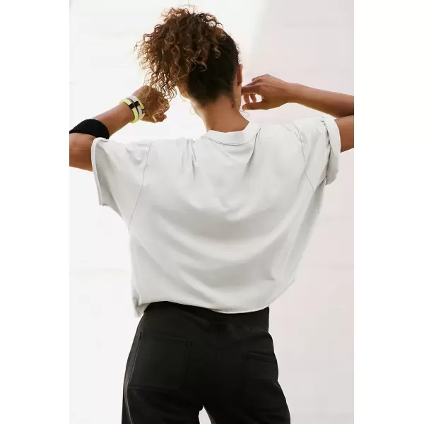 imageATHMILE Womens Oversized TShirts Short Sleeve Workout Crop Tops Casual Drop Shoulder Boxy Roll Hem Basic Loose TeesWhite