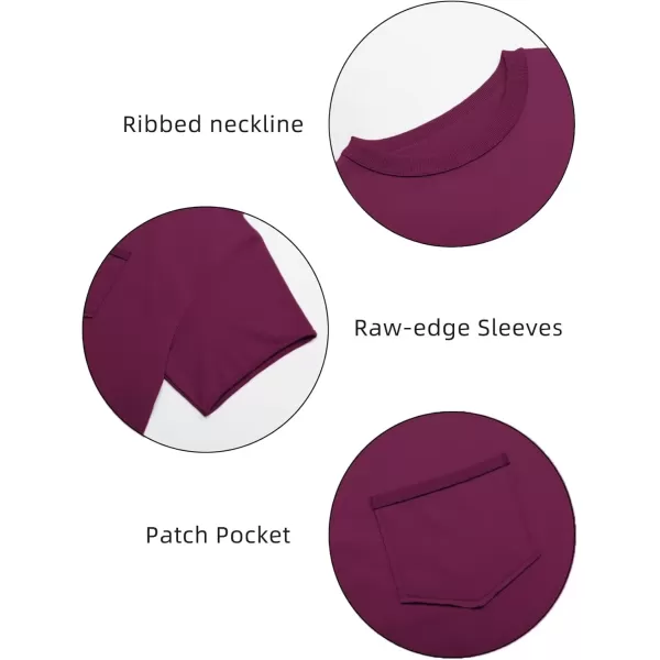 imageATHMILE Womens Oversized TShirts Short Sleeve Workout Crop Tops Casual Drop Shoulder Boxy Roll Hem Basic Loose TeesPurple Red
