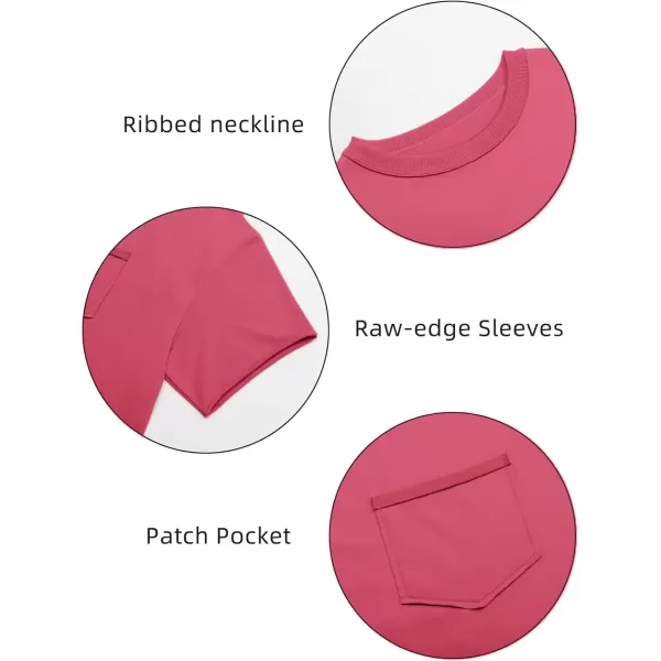 imageATHMILE Womens Oversized TShirts Short Sleeve Workout Crop Tops Casual Drop Shoulder Boxy Roll Hem Basic Loose TeesHotpink