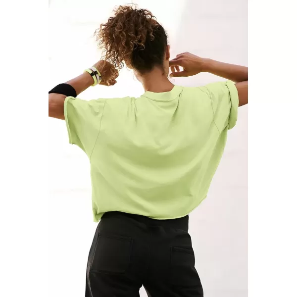 imageATHMILE Womens Oversized TShirts Short Sleeve Workout Crop Tops Casual Drop Shoulder Boxy Roll Hem Basic Loose TeesMint Green