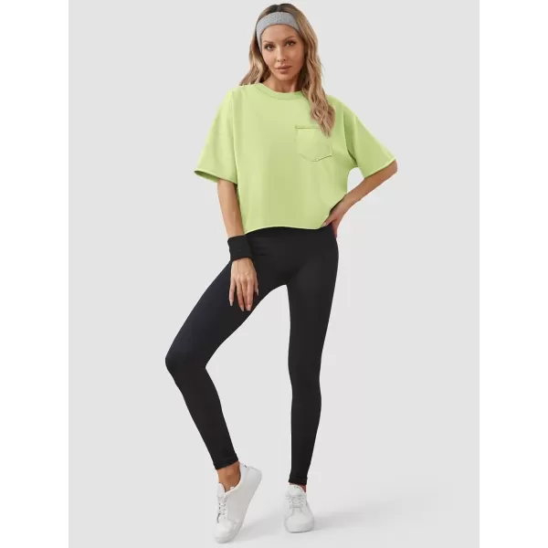 imageATHMILE Womens Oversized TShirts Short Sleeve Workout Crop Tops Casual Drop Shoulder Boxy Roll Hem Basic Loose TeesMint Green
