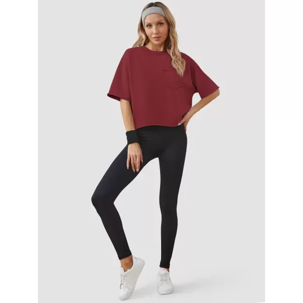 imageATHMILE Womens Oversized TShirts Short Sleeve Workout Crop Tops Casual Drop Shoulder Boxy Roll Hem Basic Loose TeesWinered
