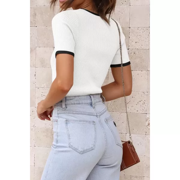 imageATHMILE Womens Ribbed Knit T Shirt Casual Crewneck Tops Short SleeveLong Sleeve Sweaters Slim Fit Basic TeesWhiteblackshort Sleeve