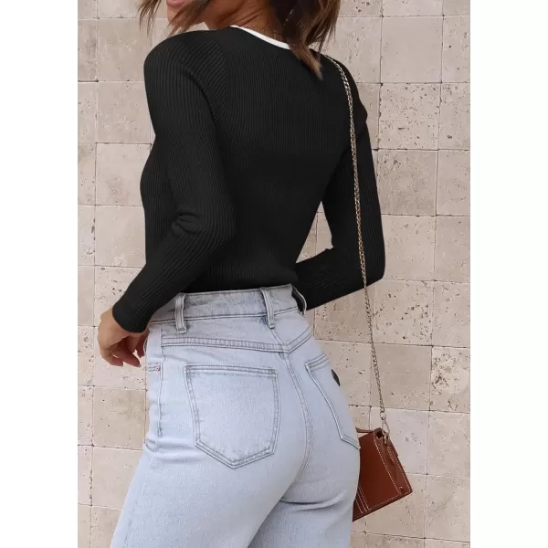imageATHMILE Womens Ribbed Knit T Shirt Casual Crewneck Tops Short SleeveLong Sleeve Sweaters Slim Fit Basic TeesDim