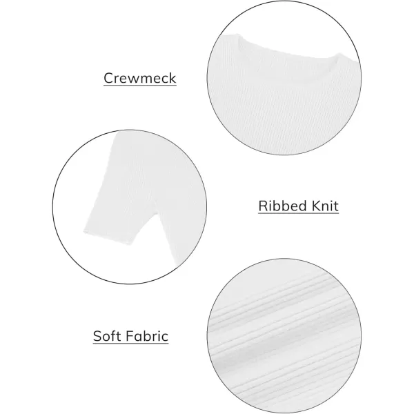 imageATHMILE Womens Ribbed Knit T Shirt Casual Crewneck Tops Short SleeveLong Sleeve Sweaters Slim Fit Basic TeesWhiteshort Sleeve