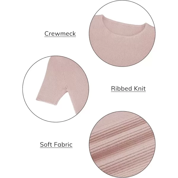 imageATHMILE Womens Ribbed Knit T Shirt Casual Crewneck Tops Short SleeveLong Sleeve Sweaters Slim Fit Basic TeesDarkpinkshort Sleeve
