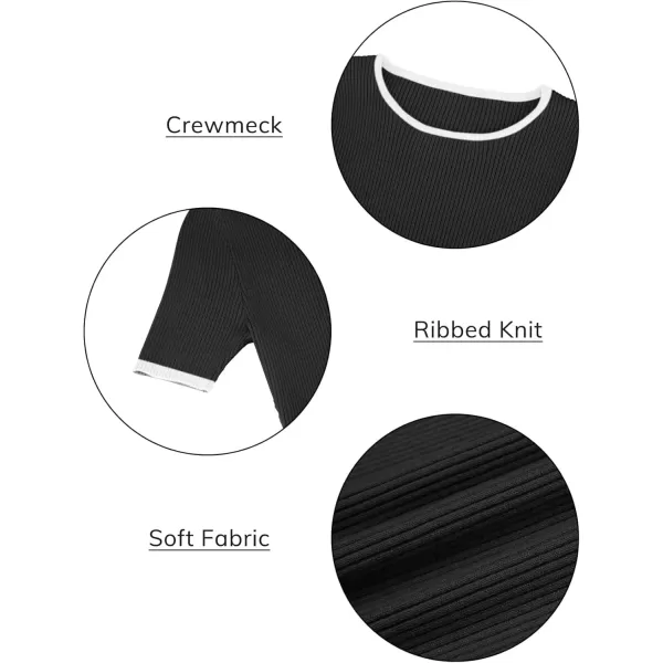imageATHMILE Womens Ribbed Knit T Shirt Casual Crewneck Tops Short SleeveLong Sleeve Sweaters Slim Fit Basic TeesBlackwhiteshort Sleeve