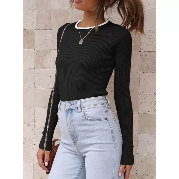 imageATHMILE Womens Ribbed Knit T Shirt Casual Crewneck Tops Short SleeveLong Sleeve Sweaters Slim Fit Basic TeesDim