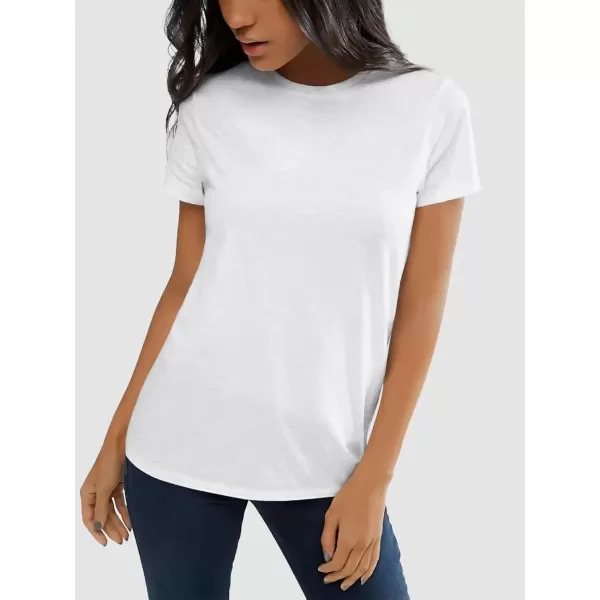 imageATHMILE Womens Short Sleeve Round Neck Shirts Summer Top Fashion Basic TeeWhite