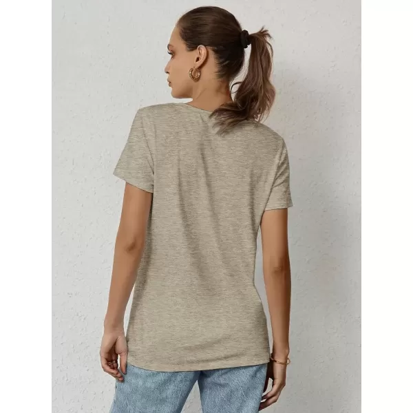 imageATHMILE Womens Short Sleeve Round Neck Shirts Summer Top Fashion Basic TeeCoffee Grey