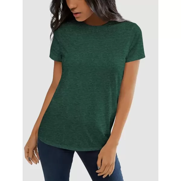 imageATHMILE Womens Short Sleeve Round Neck Shirts Summer Top Fashion Basic TeeDark Green