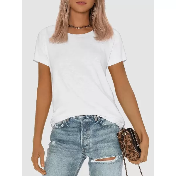 imageATHMILE Womens Short Sleeve Round Neck Shirts Summer Top Fashion Basic TeeWhite