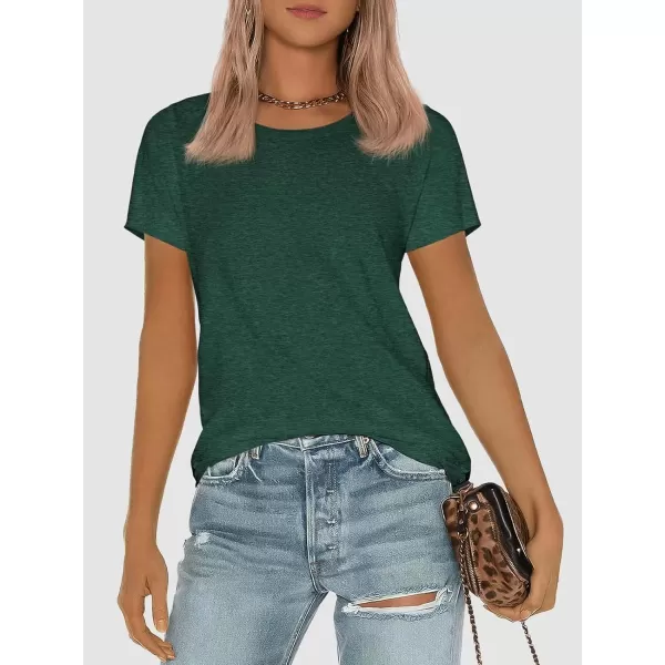 imageATHMILE Womens Short Sleeve Round Neck Shirts Summer Top Fashion Basic TeeDark Green