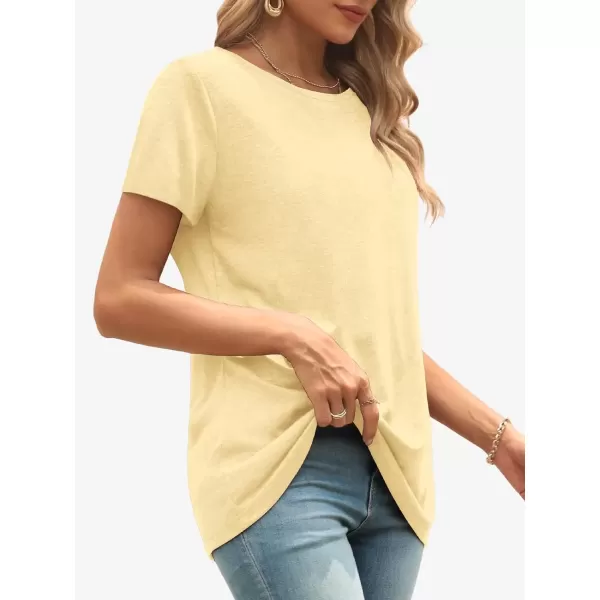 imageATHMILE Womens Short Sleeve Round Neck Shirts Summer Top Fashion Basic TeeCream