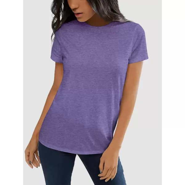 imageATHMILE Womens Short Sleeve Round Neck Shirts Summer Top Fashion Basic TeePurple